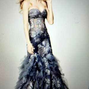 Jovani Evening Silver Gown. Size 12. Model 88893.